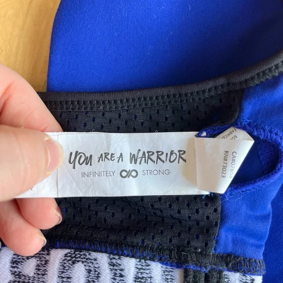 Infinitely Strong Racerback Blue Sports Bra Light Removable Padding Size Small - Picture 8 of 8
